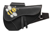 DIOR KAWS Collaboration Saddle Calfskin Bee Saddle Bag Fanny Pack Sling Bag Shoulder Bag Crossbody Bag Men's Black
