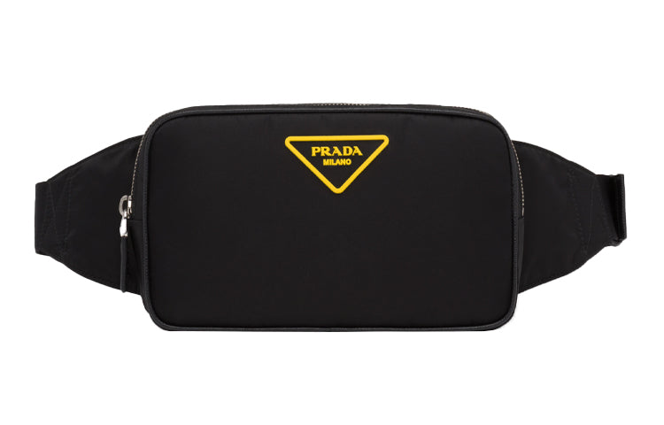 PRADA Nylon With Cow Leather Fanny Pack Men's Black