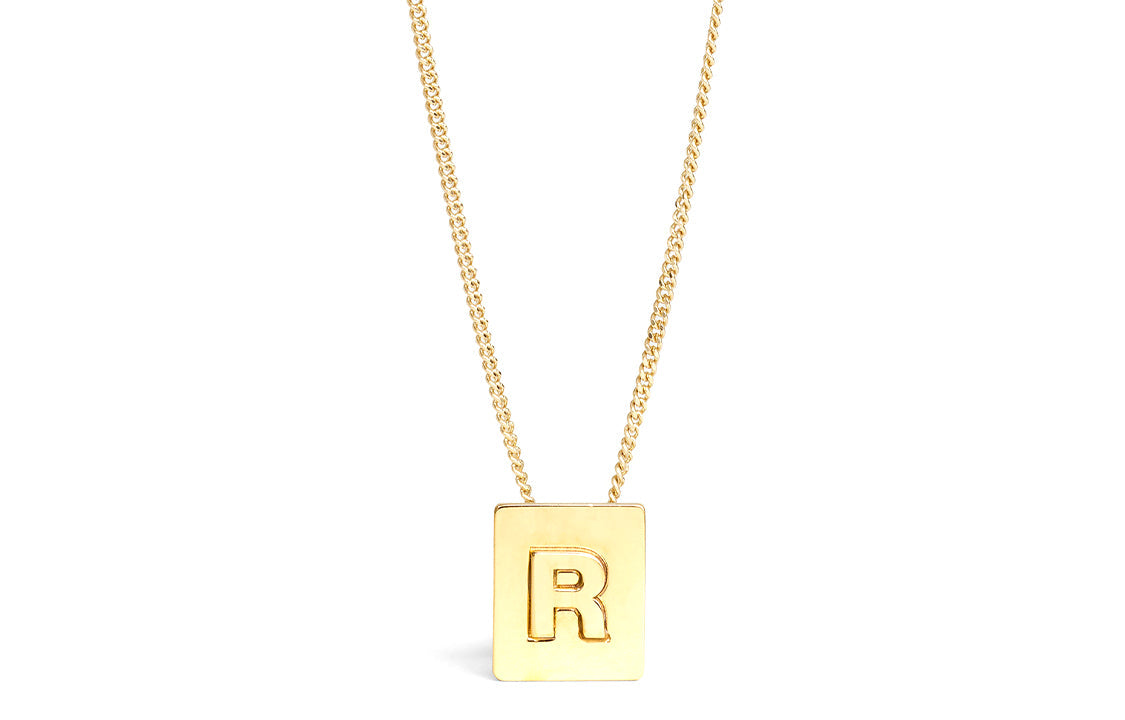 CELINE Alphabet R Necklace In Brass With Gold Finish