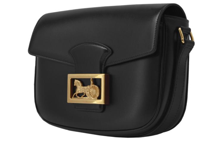 CELINE Leather Box Bag Crossbody Bag Shoulder Bag Women's Black