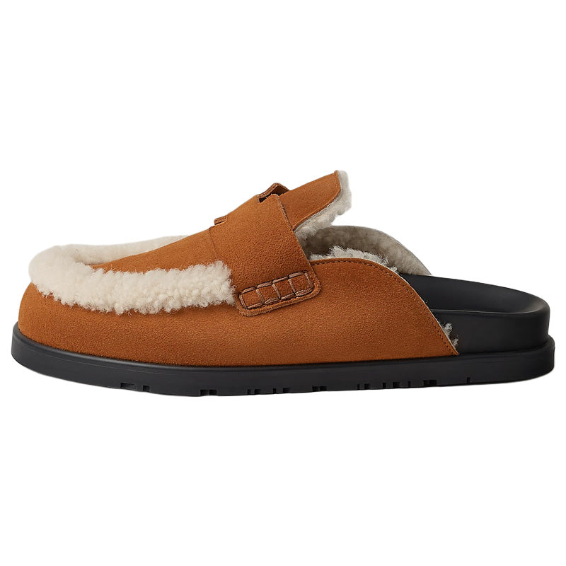 HERMES Slip-Resistant Wrap-toe Slippers Women's Brown
