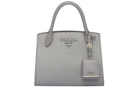 PRADA Monochrome Leather Tote Bag Shopping Bag Handbag Crossbody Bag Women's Marble Gray