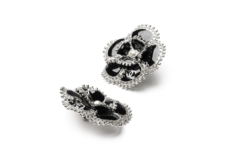 CHANEL Clip-On Earrings Women's Black