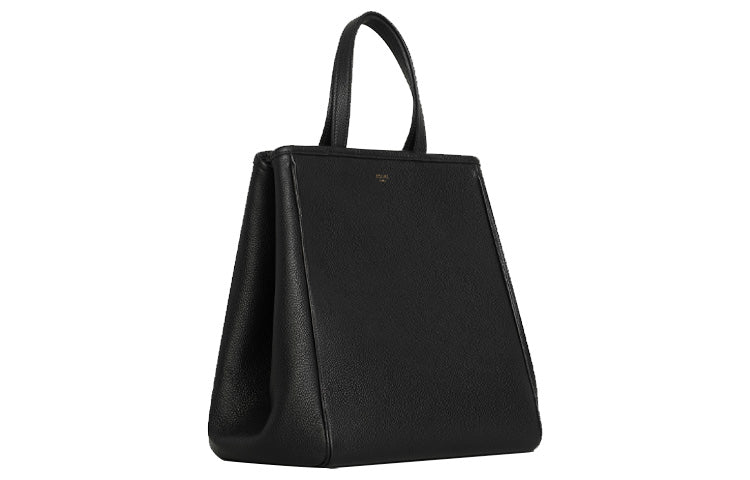 CELINE Cabas Grained Calfskin Tote Bag Shopping Bag Handbag Shoulder Bag Small Size Women's Black