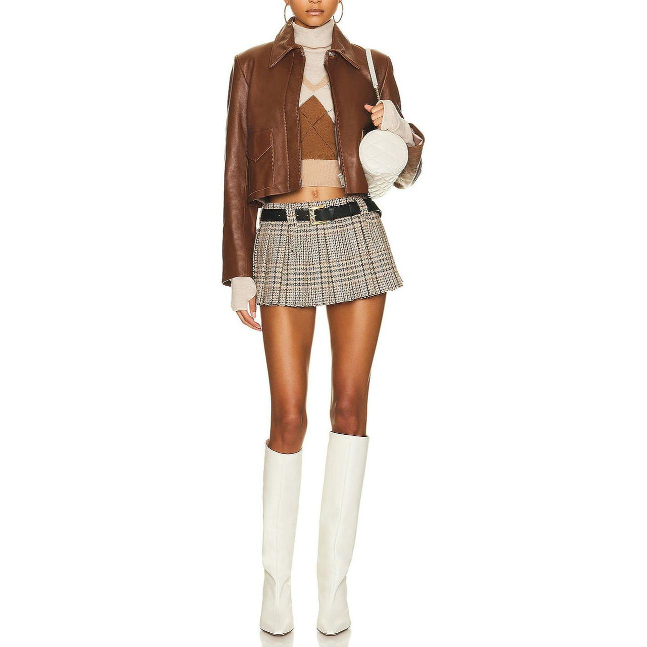MIU MIU Casual Short Skirts Women's Cocoa