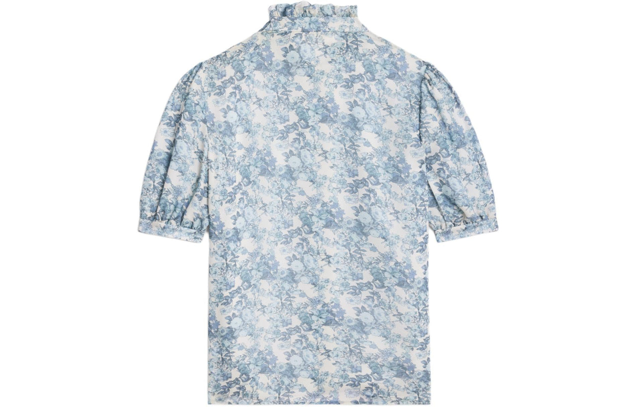 CELINE Blouse With Frilled Collar In Silk Georgette