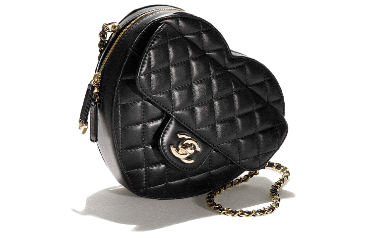 CHANEL Lambskin Heart Bag Heart Crossbody Bag Shoulder Bag Mini Women's Black