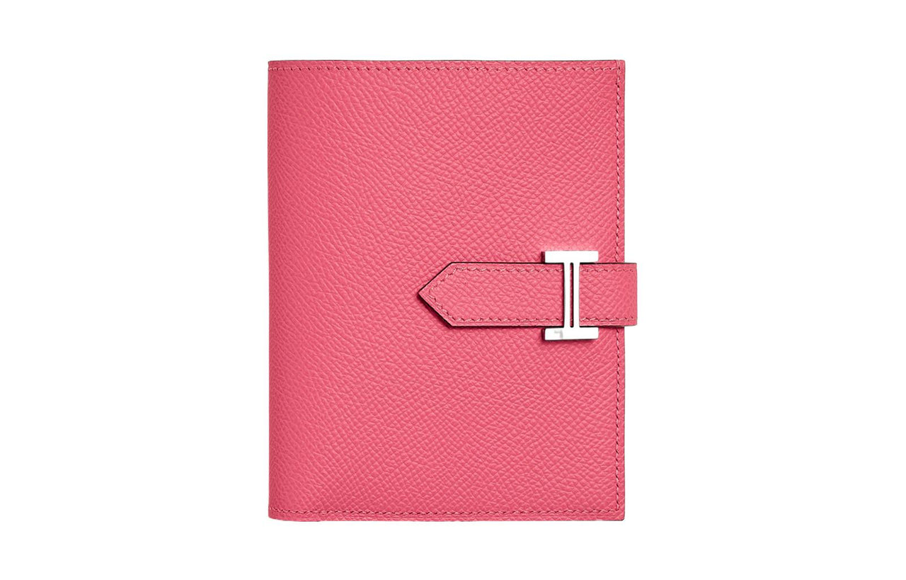 HERMES Calvi Evercolor Calfskin Card Holder Wallet Regular Women's 8W Rose Azalea New Lip Balm Powder