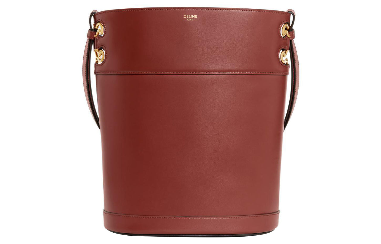 CELINE Satin Calfskin Bucket Bag, Shoulder Bag, Crossbody Bag, Handbag Women's Red