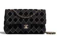 CHANEL Classic Flap CF Velour Metal Shoulder Bag Crossbody Bag Women's Black/Gray