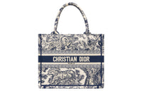 DIOR BookTote Embroidery Tote Bag, Shopping Bag, Handbag Trumpets Women's White/Marine Blue
