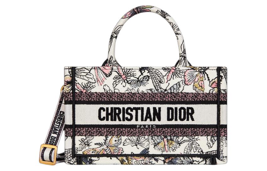 DIOR BookTote Embroidery Shoulder Bag Crossbody Bag Handbag Mini Women's Multicolor