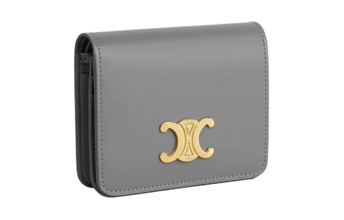 CELINE Shiny Calfskin Wallet Women's Zinc Color