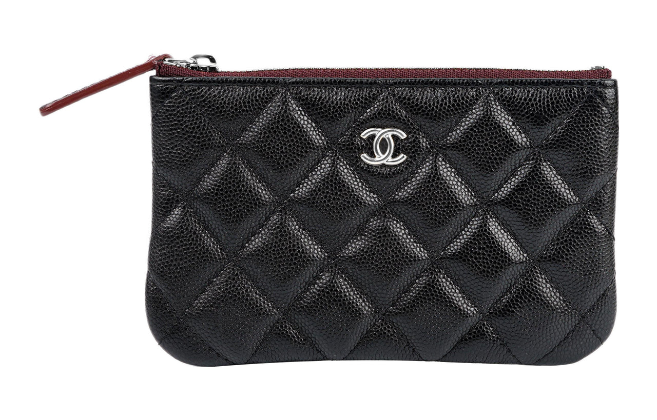 CHANEL Cow Leather Portable Bag Clutch Women's Black