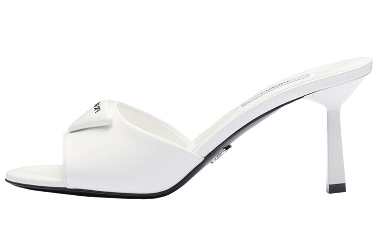 PRADA 75mm Brushed Leather Mules