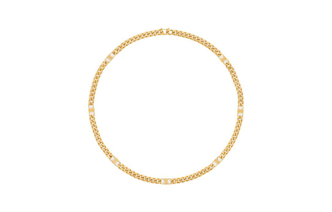 CELINE Triomphe Small Gourmette Necklace In Brass With Gold Finish