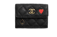 CHANEL 23C Early Spring Embossed Calfskin With Gold Metal Pocket Cover Wallet Small Size Women's Black