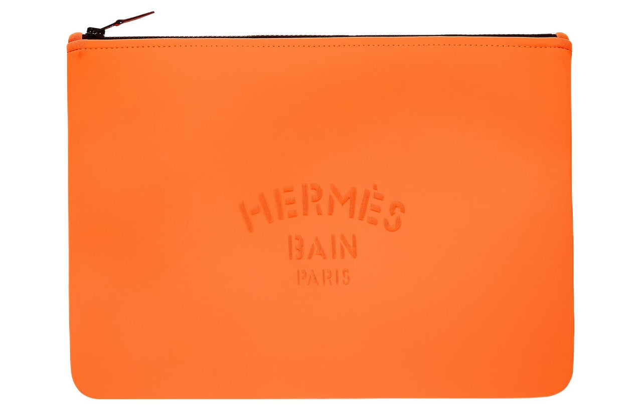 HERMES Polyamide Clutch Large Size Women's Orange