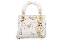DIOR Lady Dior Cow Leather Shoulder Bag Crossbody Bag Handbag Extra Mini Women's White & Gold