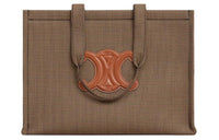 CELINE Cabas Thais Fabric Tote Bag, Shopping Bag, Handbag Tubas Women's Brown & Dark Brown