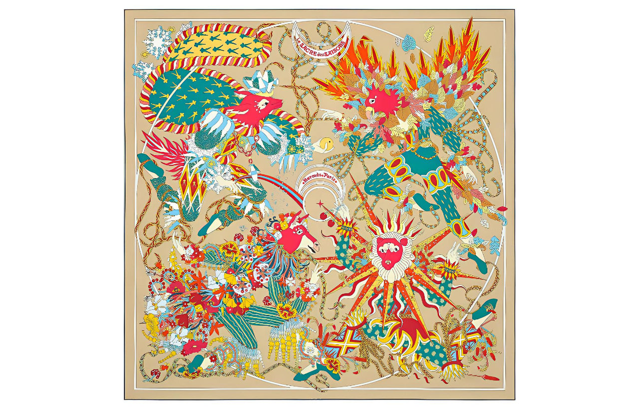 HERMES Mulberry Silk Silk Scarf Women's Yellow