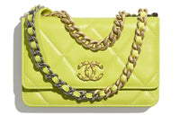 CHANEL 19Bag Sheepskin Handbag Shoulder Bag Crossbody Bag Women's Neon Yellow