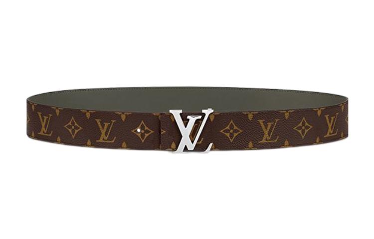 LOUIS VUITTON Logo Print Leather Leather Belts Men's Brown Width: 4cm