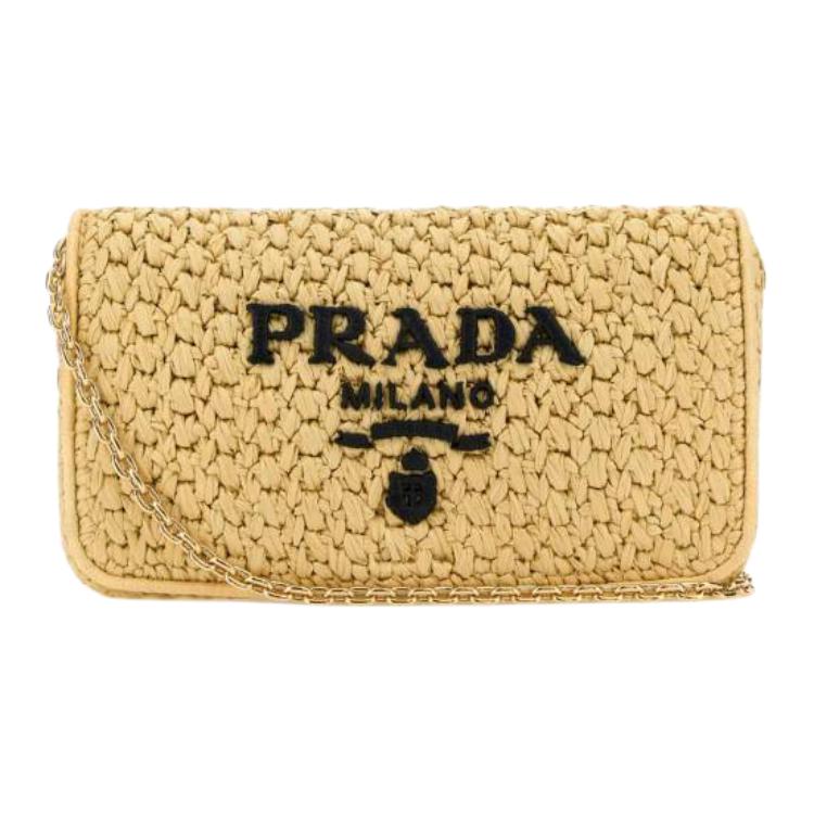 PRADA Raffia Shoulder Bag Women's Natural