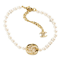 CHANEL Metal, Rhinestone, Crystal, Artificial Pearl Necklaces Unisex White