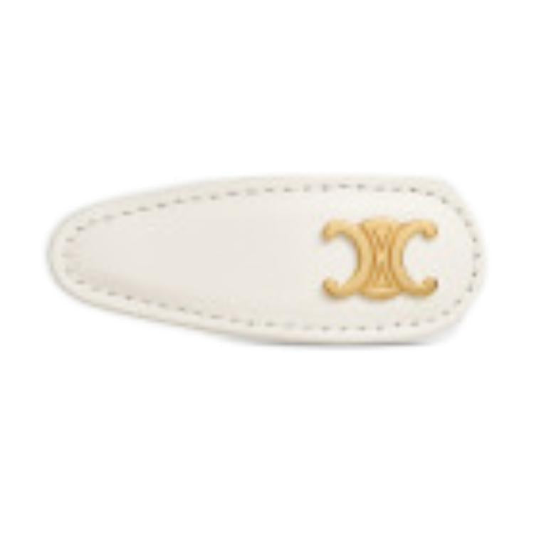 CELINE Snap Hair Clip In Calfskin Brass With Gold Finish And Steel