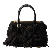 PRADA Galleria Killer Bag Satin Patent Leather Shoulder Bag Crossbody Bag Handbag Mini Women's Black
