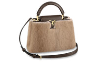 LOUIS VUITTON Capucines Mink Fur With Goatskin Trim Capusin Shoulder Crossbody Handbag Small Size Women's Light Umber
