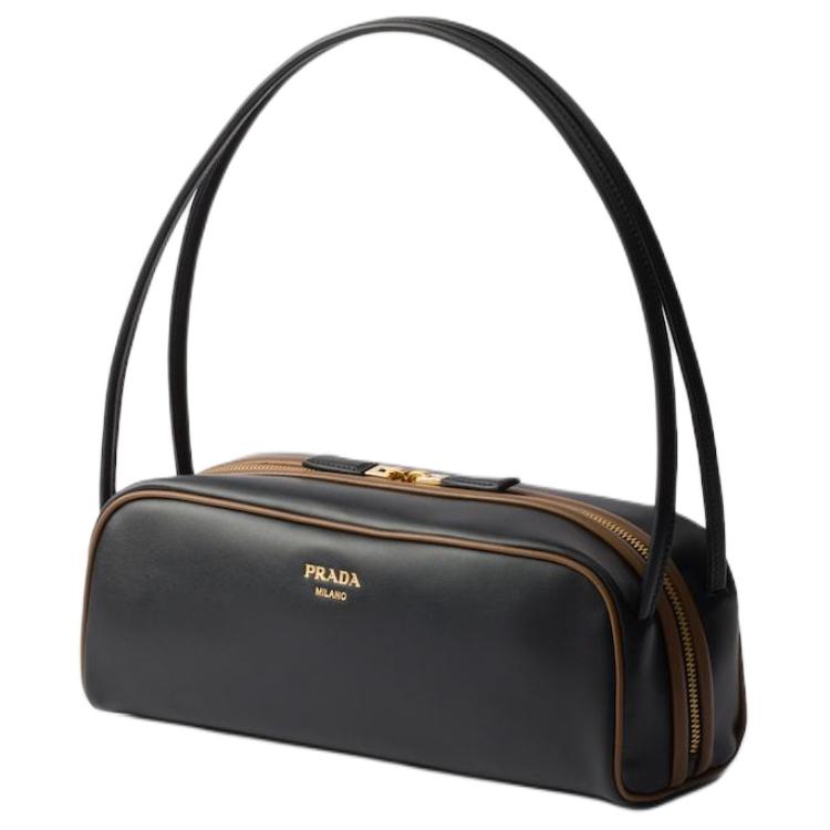 PRADA Calfskin Shoulder Bag Women's Black
