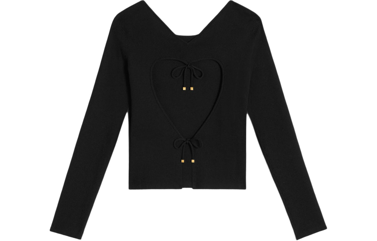 CELINE Heart Underpinning Silk And Cotton Top Black