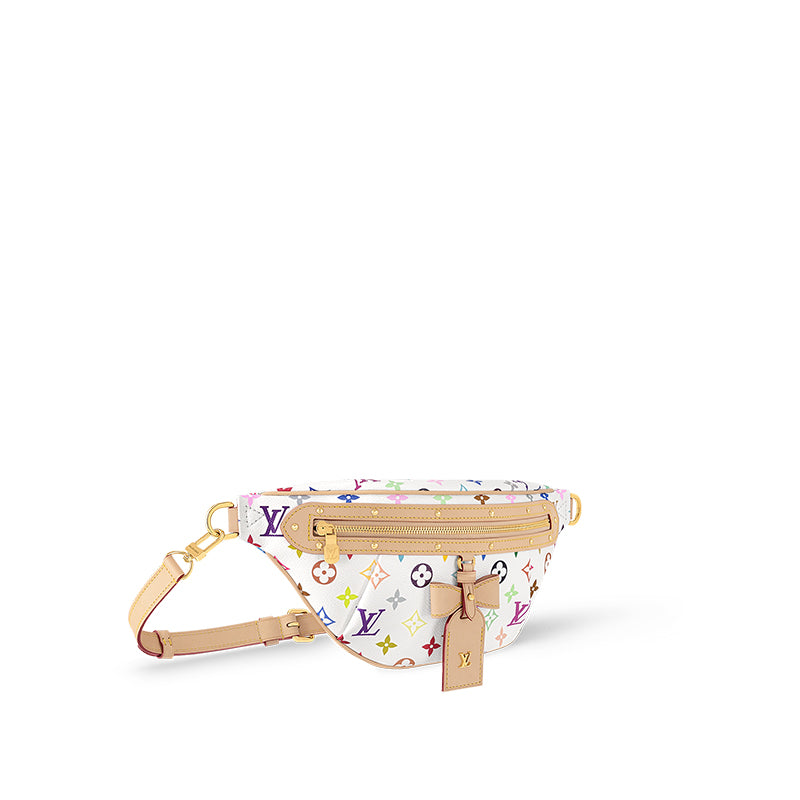 LOUIS VUITTON Takashi Murakami Village Co-Financing Leather Trim Fanny Pack Women's White & Light Brown