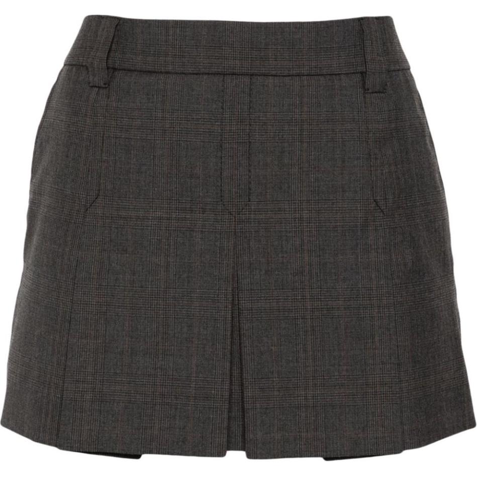 MIU MIU Tartan Print Mini Skirt 'Slate Grey'