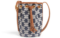 CELINE Triomphe Canvas With Calfskin Bucket Bag, Canvas Bag, Handbag, Shoulder Bag, Crossbody Bag Mini Women's