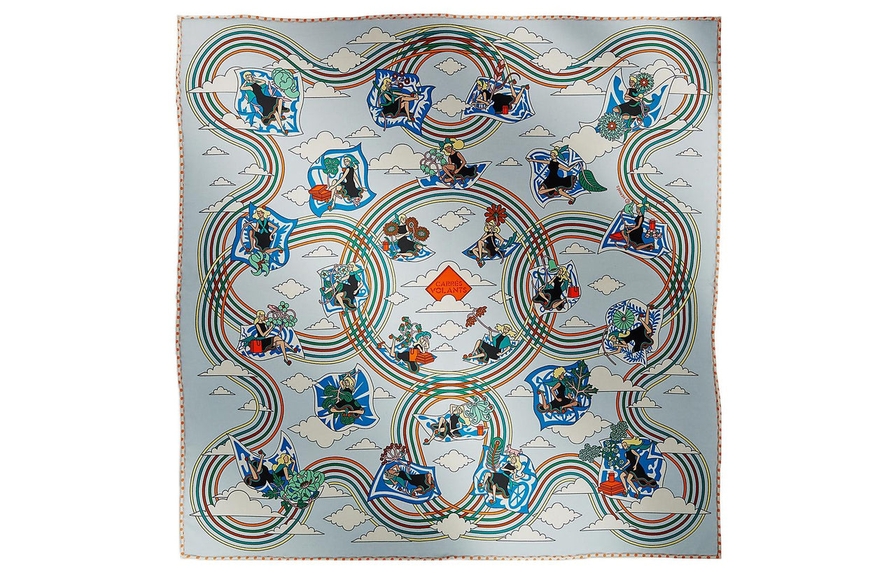 HERMES Silk Scarves Women's Sky Blue