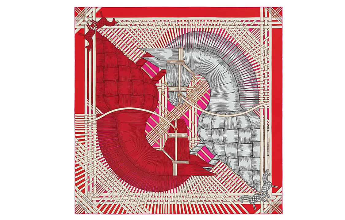 HERMES Silk Scarves Women's Red