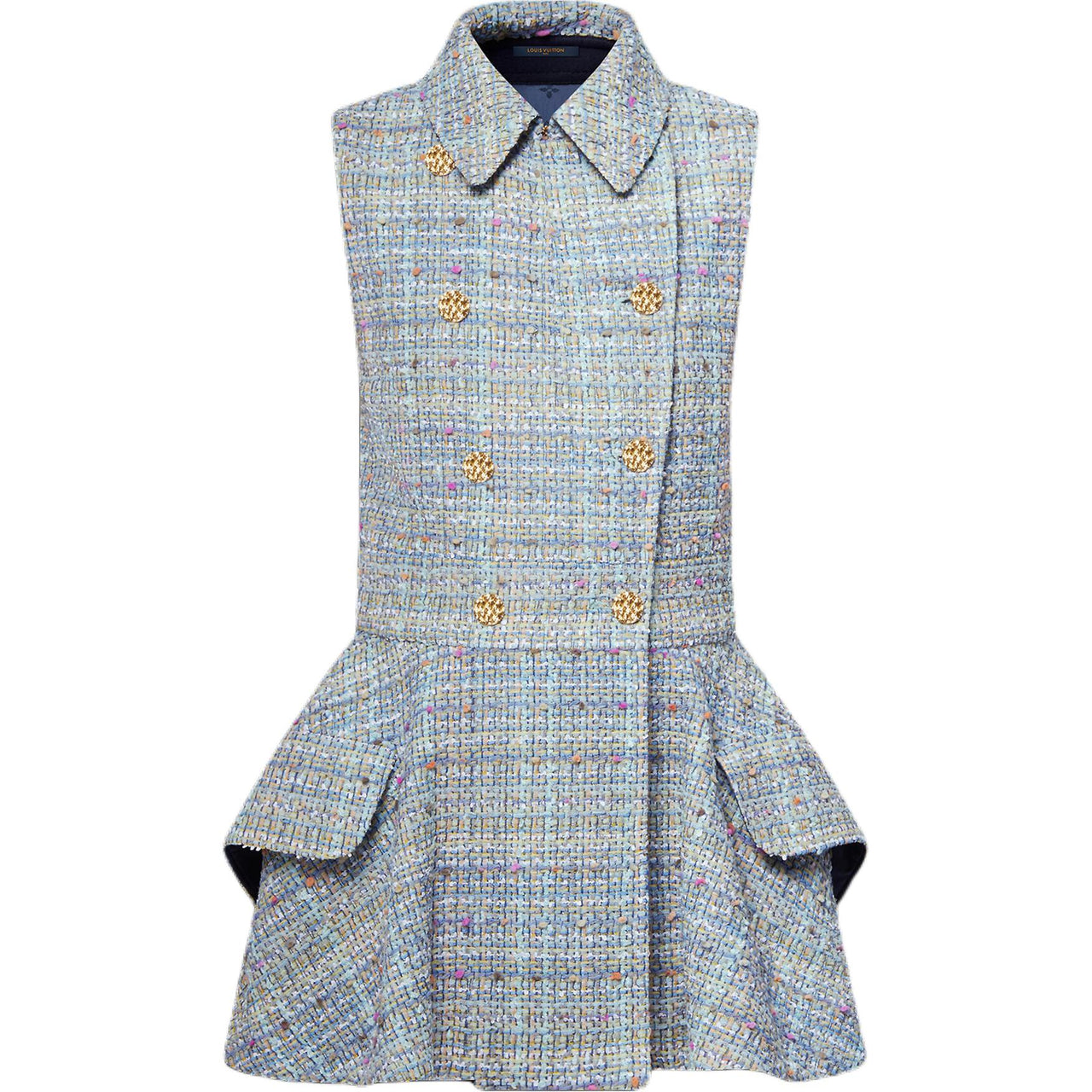 LOUIS VUITTON Double-Breasted Tweed Mini Dress