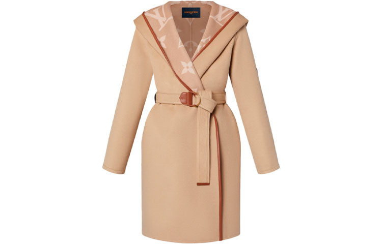 LOUIS VUITTON Belted Double Face Hooded Wrap Coat