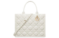 DIOR BookTote Cow Leather Tote Bag Shopping Bag Shoulder Bag Crossbody Bag Handbag Medium Size Women's Milk White