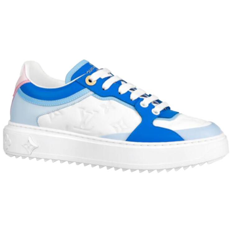 LOUIS VUITTON Time Out Stylish Skateboarding Shoes Women's White Blue
