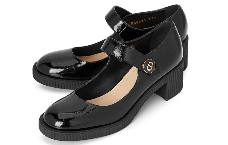 DIOR D-Doll Block Heel High Heels 5cm Women's Black