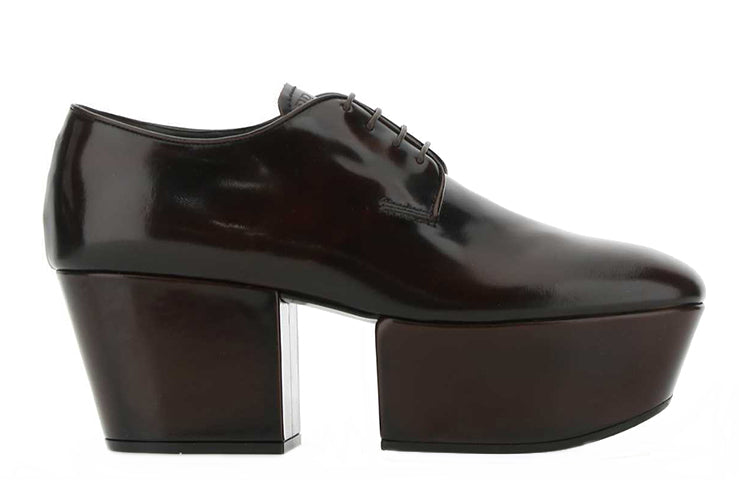 PRADA Chunky Heel High Heels Women's Black Brown