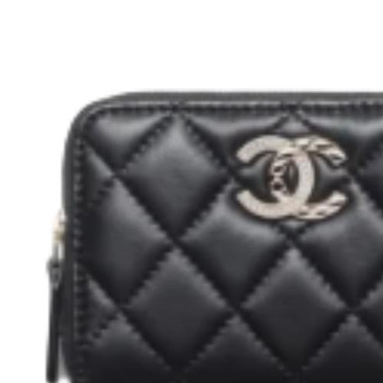 CHANEL Lambskin Wallet Women's Black