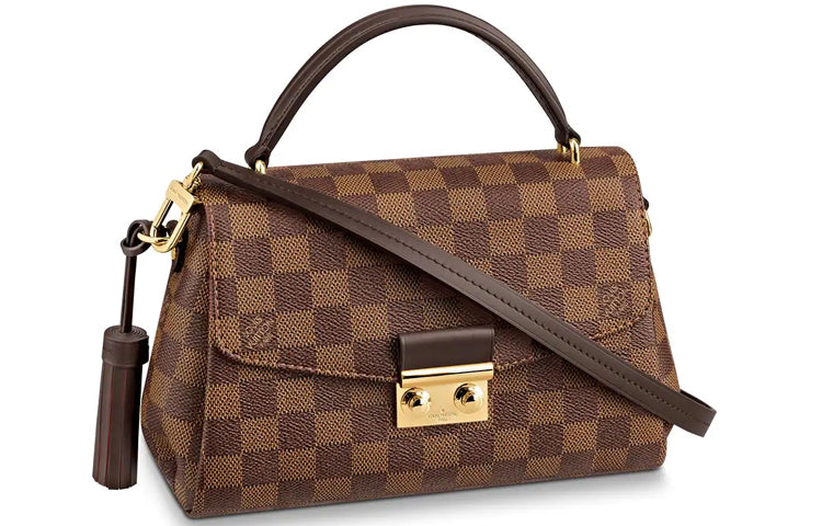 LOUIS VUITTON Croisette Damier Ebene Coated Canvas With Leather Trim Handbag Crossbody Bag Shoulder Bag Women's Brown