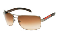 PRADA Stainless Steel Metal Rectangular Sunglasses Men's Brown