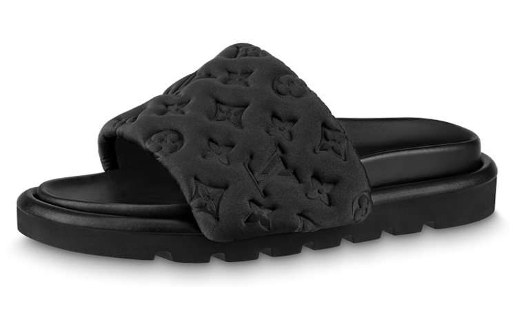 LOUIS VUITTON Slip Resistant Slide Slippers Women's Black