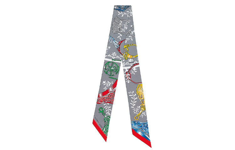 HERMES Silk Scarves Unisex Gray